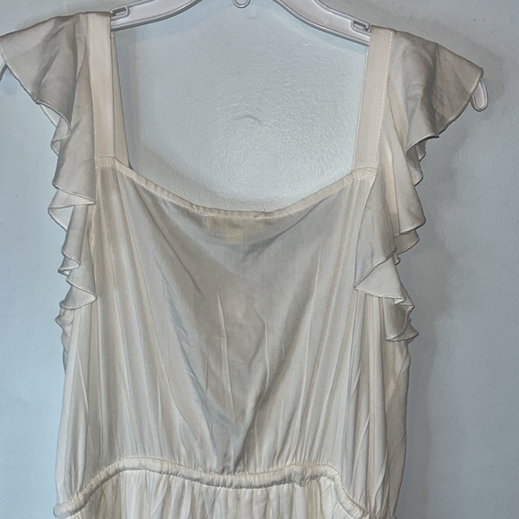 Indigo Rose Size Large Ruffle Sleeveless Button Front Off White High Low Dress - Picture 7 of 10